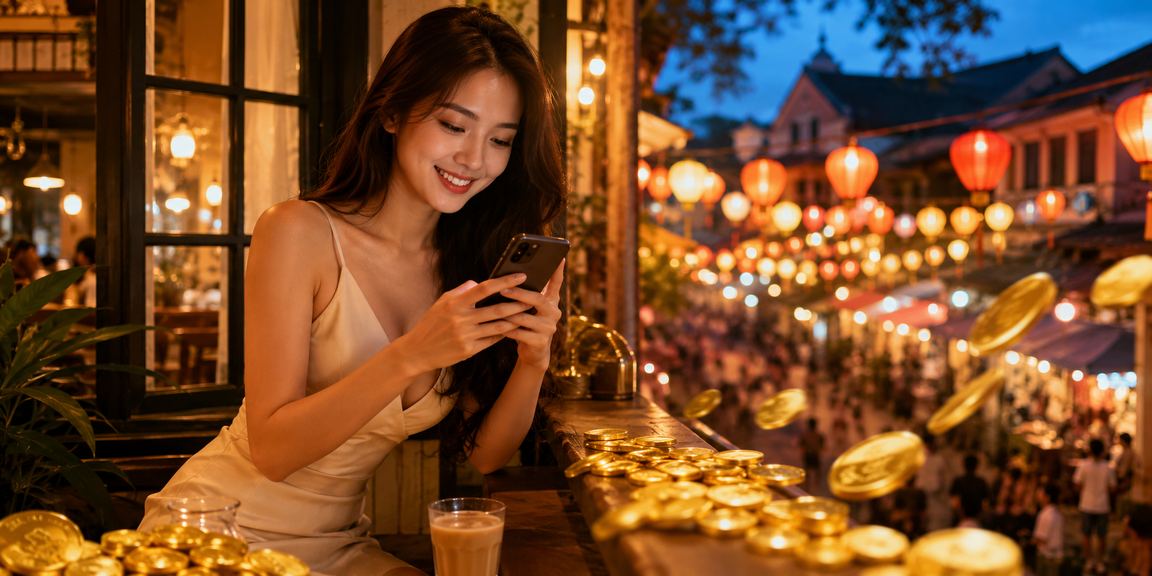 Người dùng Đà Lạt thư giãn tại quán cà phê và theo dõi cá cược thể thao trên điện thoại