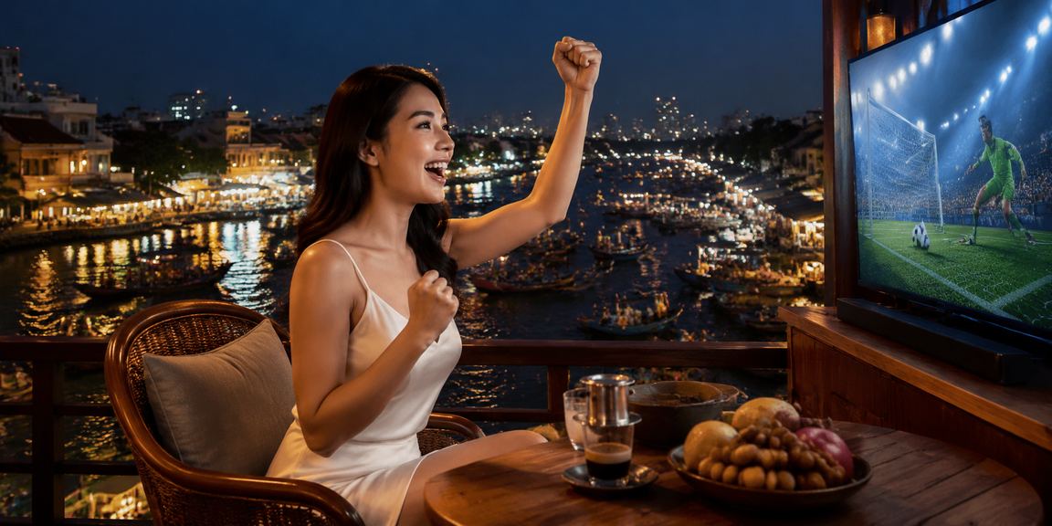 Người dùng vùng Mekong thưởng cà phê và theo dõi kèo cược thể thao trên điện thoại